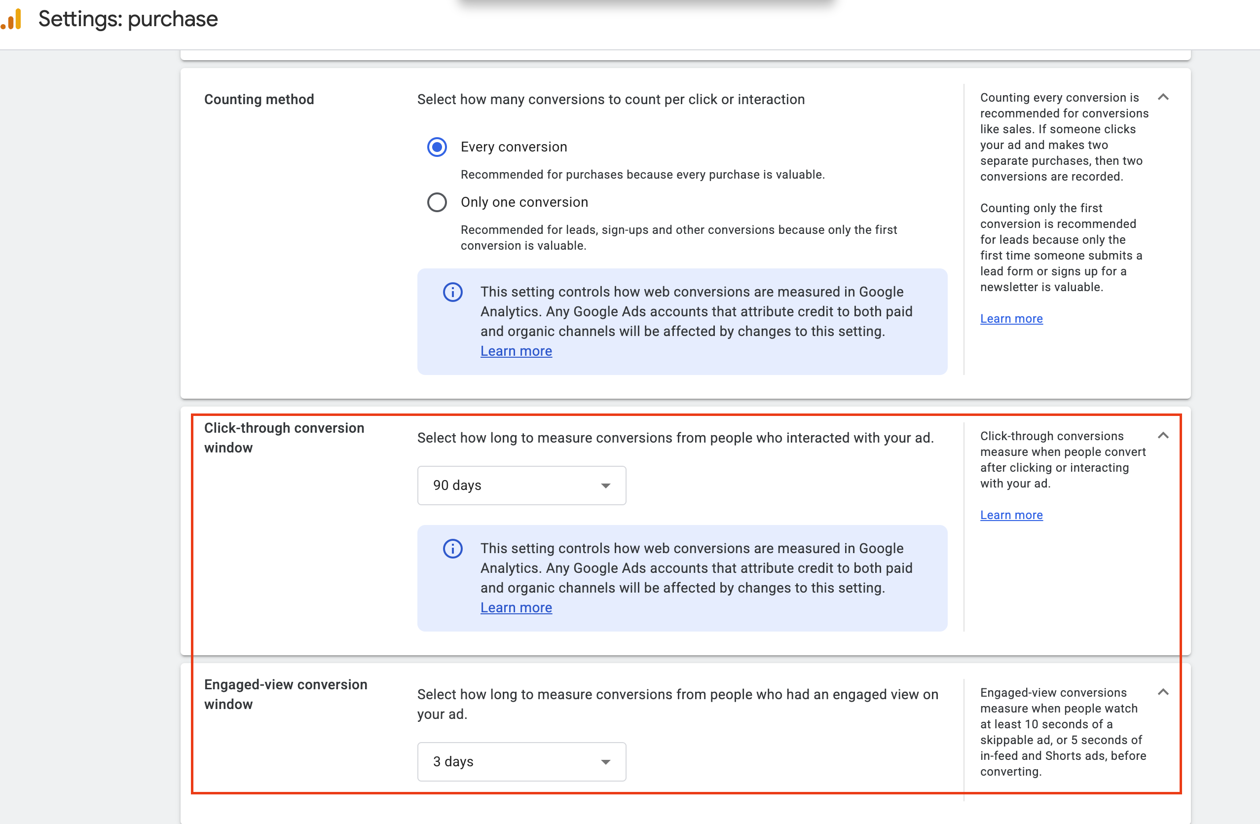 Change EVC and CTC lookback windows