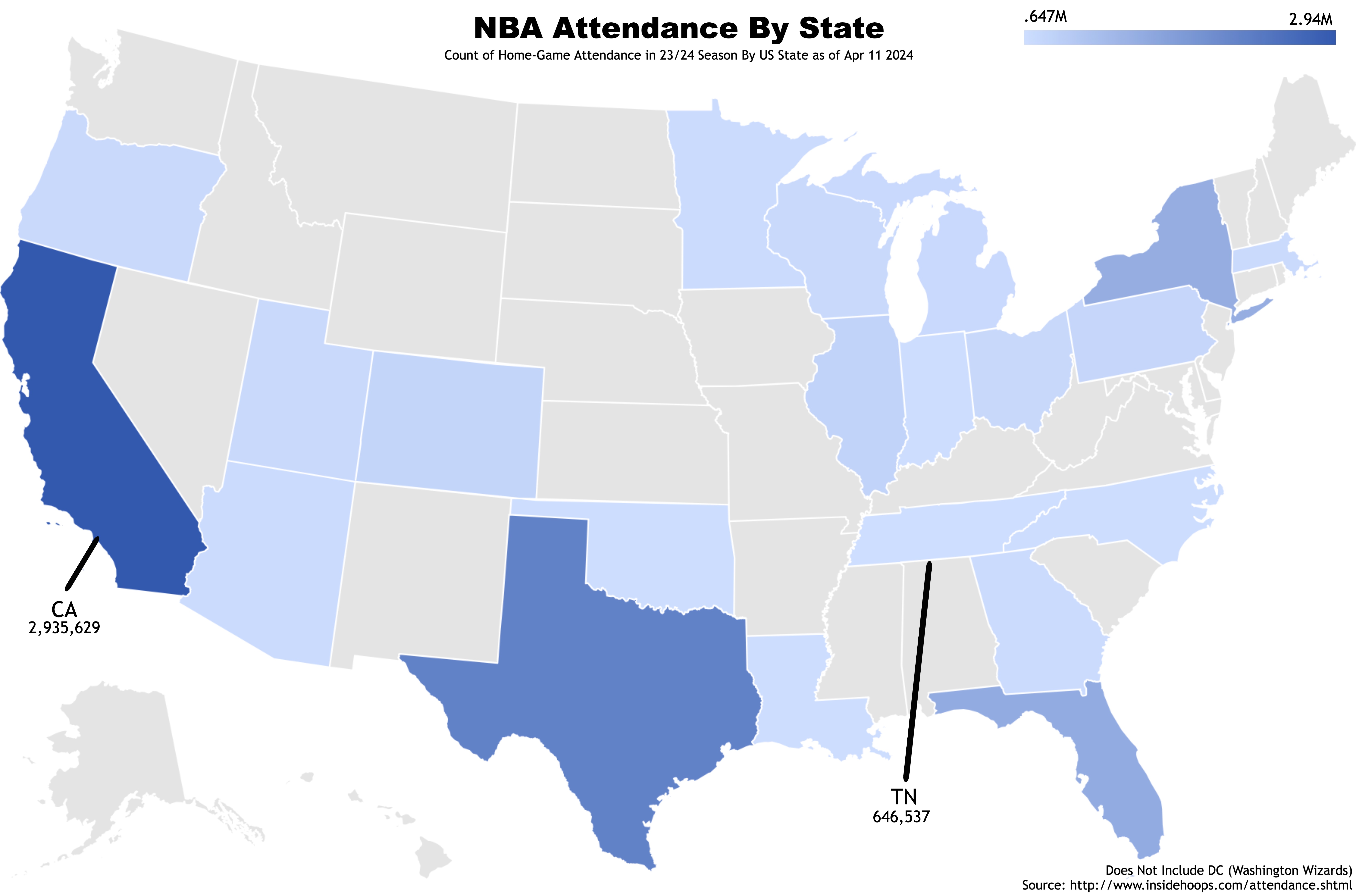 NBA Attendance by State