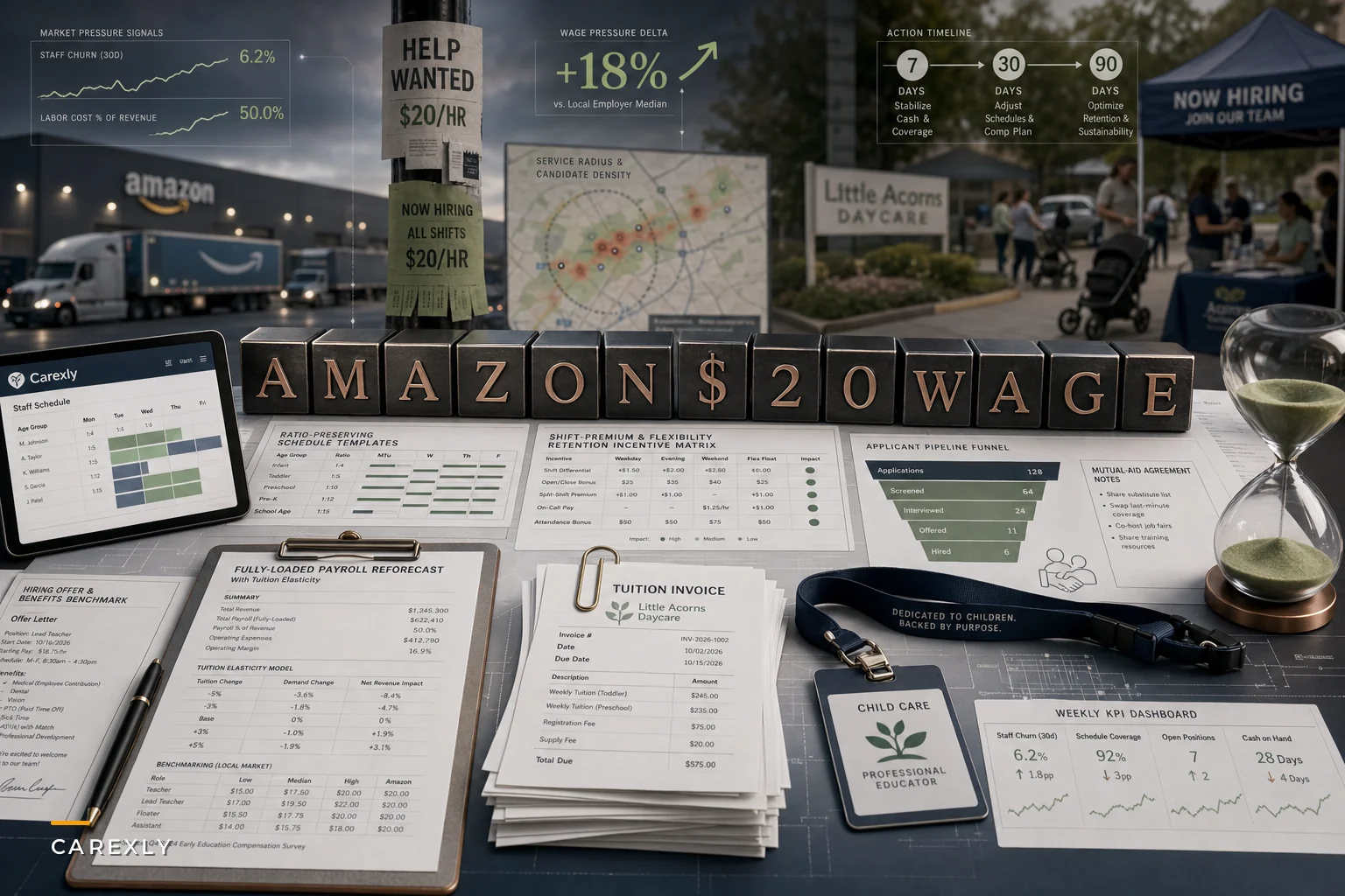 Amazon's $20 Starting Wage: A Practical Playbook for Daycare Centers to Compete for Staff and Control Payroll