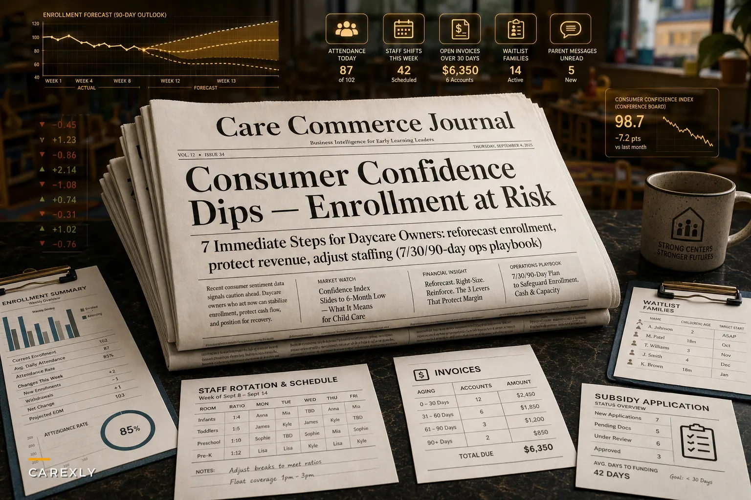 Consumer Confidence Dips: 7 Immediate Steps Daycare Owners Should Take Now to Reforecast Enrollment, Protect Revenue, and Adjust Staffing