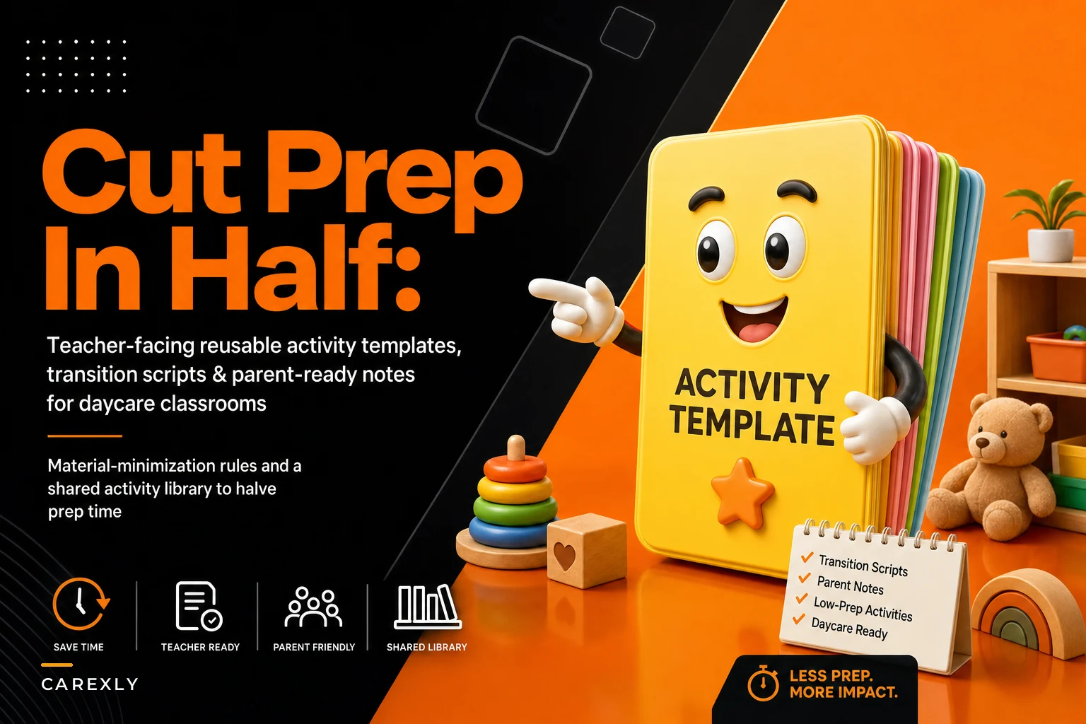 Cut teacher prep in half: reusable activity libraries and material-minimization rules