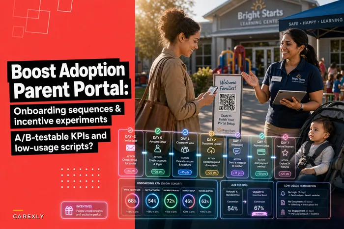 Daycare parent portal adoption: onboarding sequences, incentive experiments and KPIs that boost usage