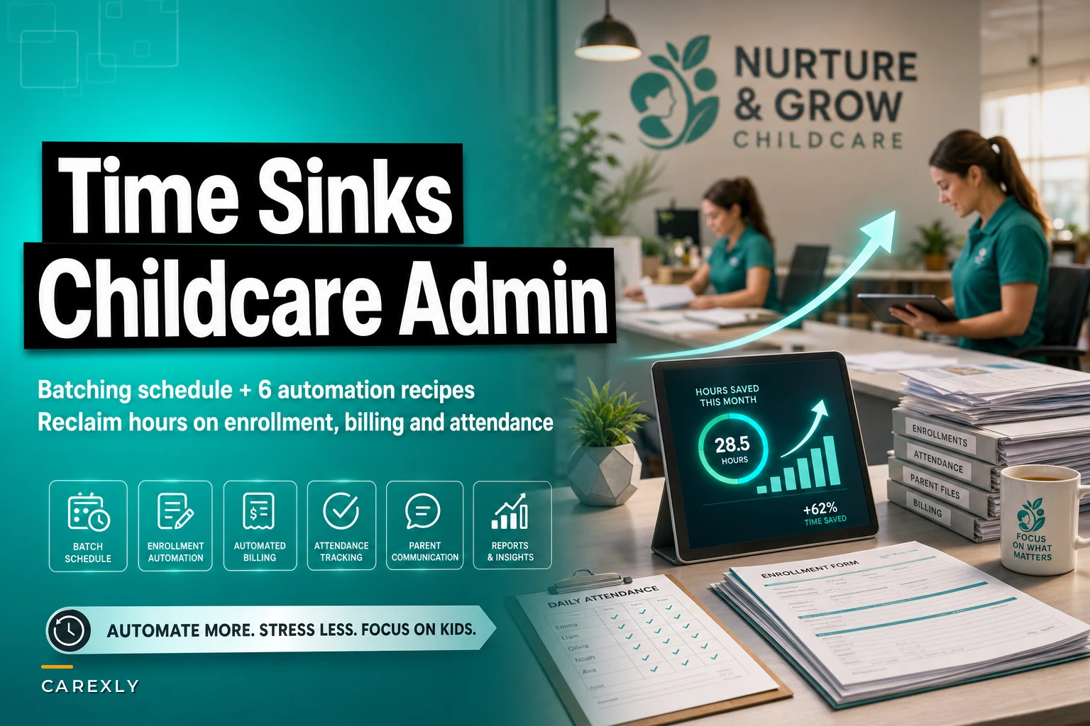 Time sinks in childcare admin — a batching schedule and 6 automation recipes to reclaim hours on enrollment, billing and attendance