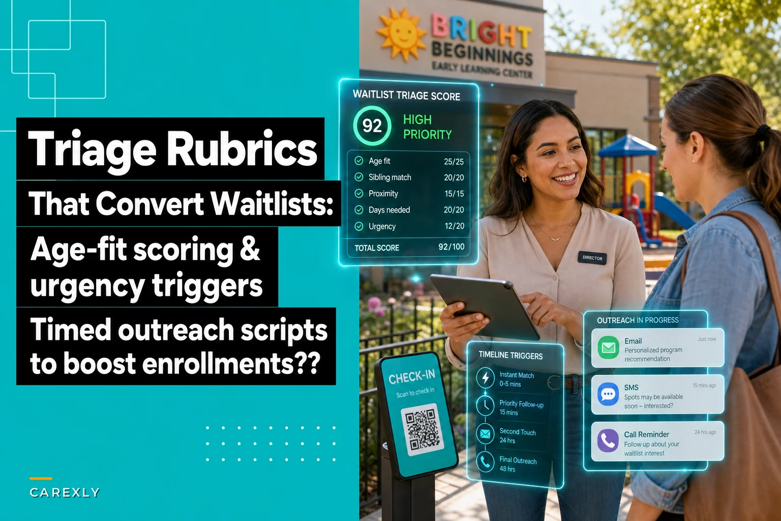 Triage rubrics that convert waitlists faster: age-fit scoring, urgency triggers and timed outreach scripts