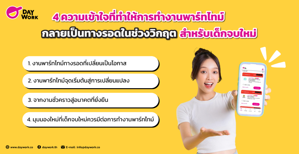 4 ความเข้าใจที่ทำให้การทำงานพาร์ทไทม์กลายเป็นทางรอดในช่วงวิกฤตสำหรับเด็กจบใหม่