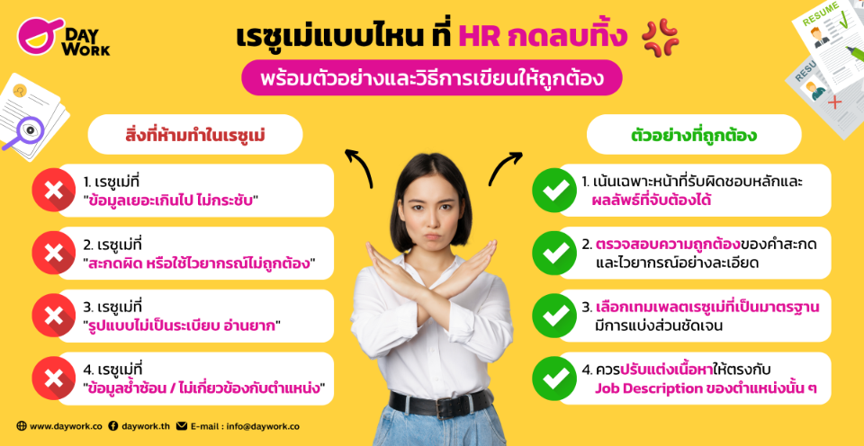 เรซูเม่แบบไหน ที่ HR กดลบทิ้ง พร้อมตัวอย่างและวิธีการเขียนให้ถูกต้อง