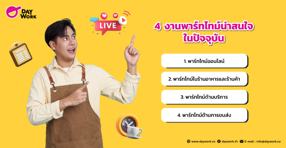 4 งานพาร์ทไทม์น่าสนใจในปัจจุบุัน