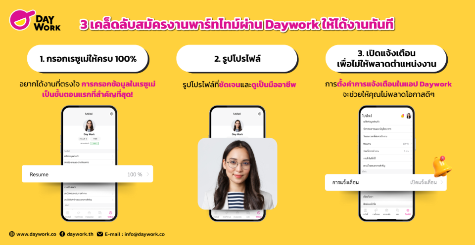 3 เคล็ดลับสมัครงานพาร์ทไทม์ผ่าน Daywork ให้ได้งานทันที