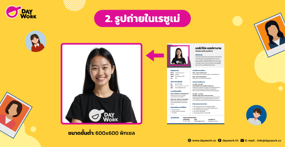 องค์ประกอบในเรซูเม่ ข้อที่ 2 รูปถ่ายในเรซูเม่