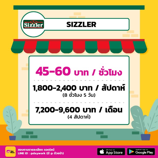 ค่าจ้างพนักงานพาร์ทไทม์ - Sizzler