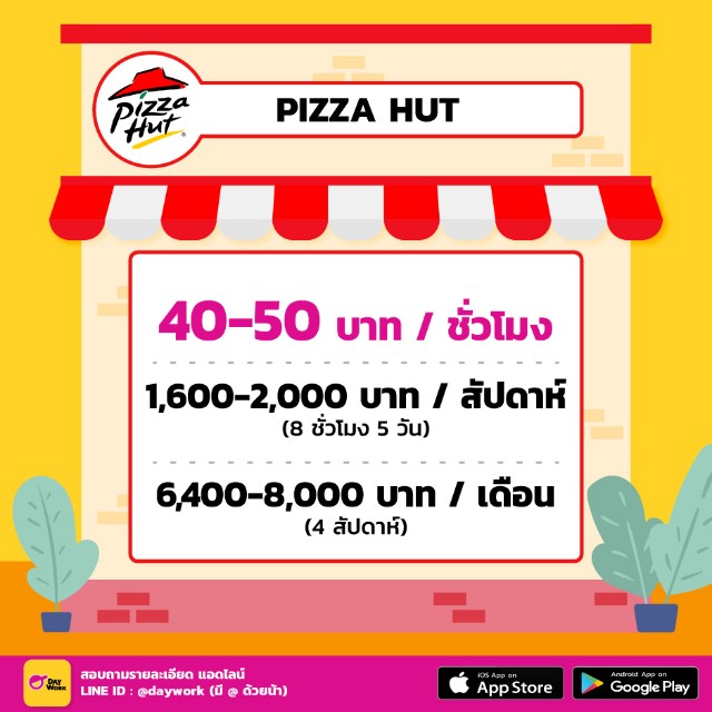 ค่าจ้างพนักงานพาร์ทไทม์ - Pizza Hut