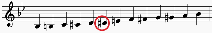 chromatic scale in B♭ major, bad example