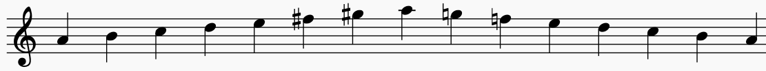 A melodic minor, ascending and descending