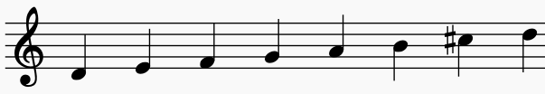 D melodic minor, ascending