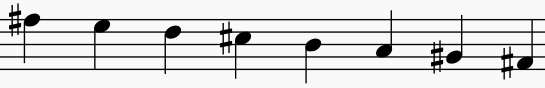 F♯ melodic minor, descending