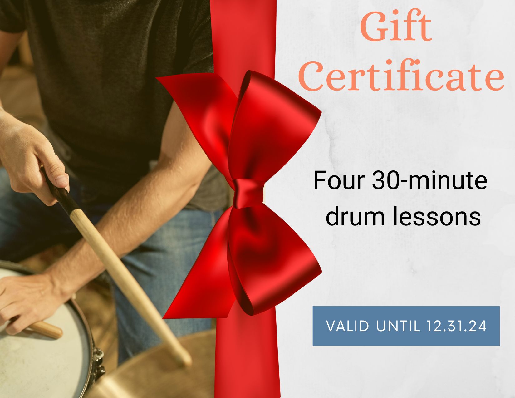 Gift Certificate - Drum Lessons (4 30-min lessons)