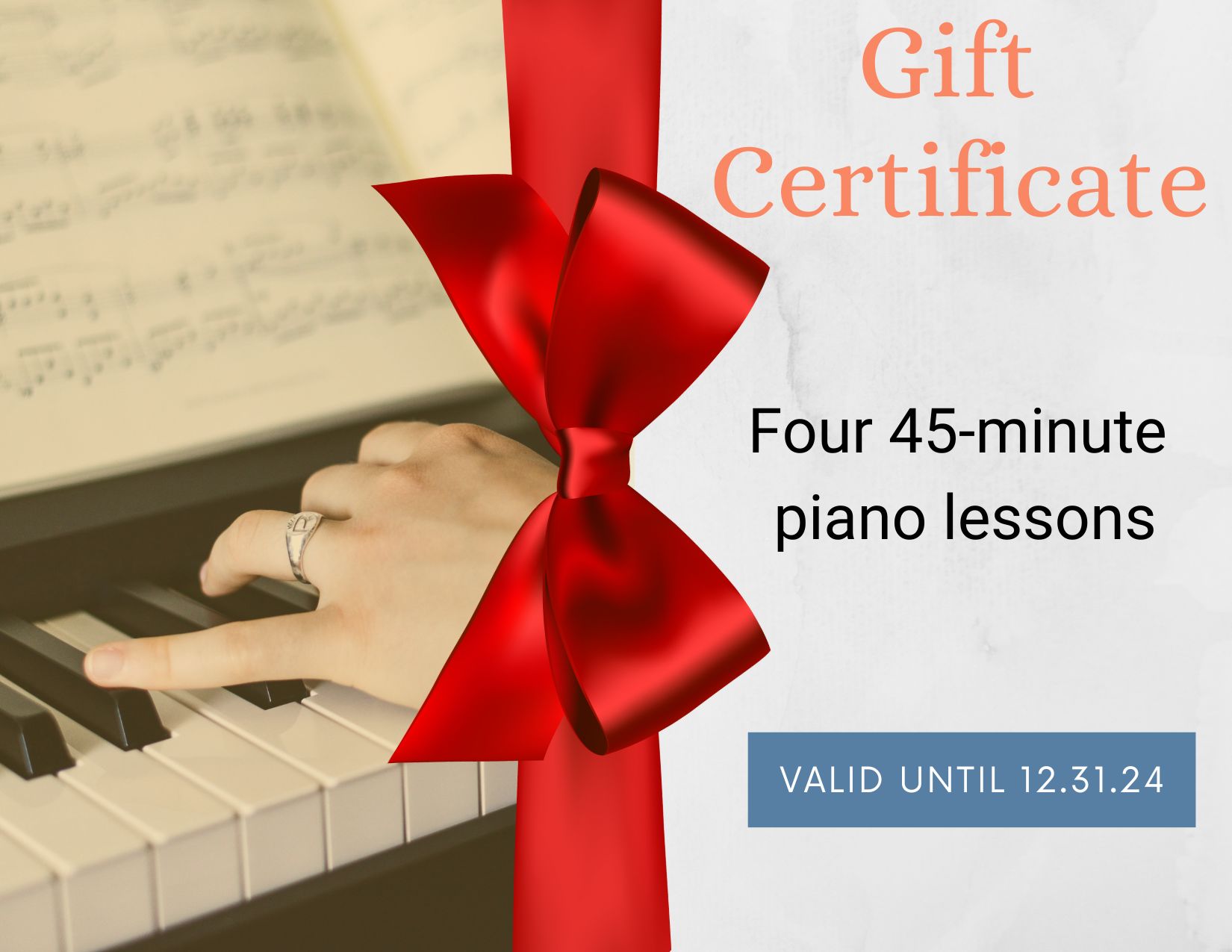 Gift Certificate - Piano Lessons (4 45-min lessons)