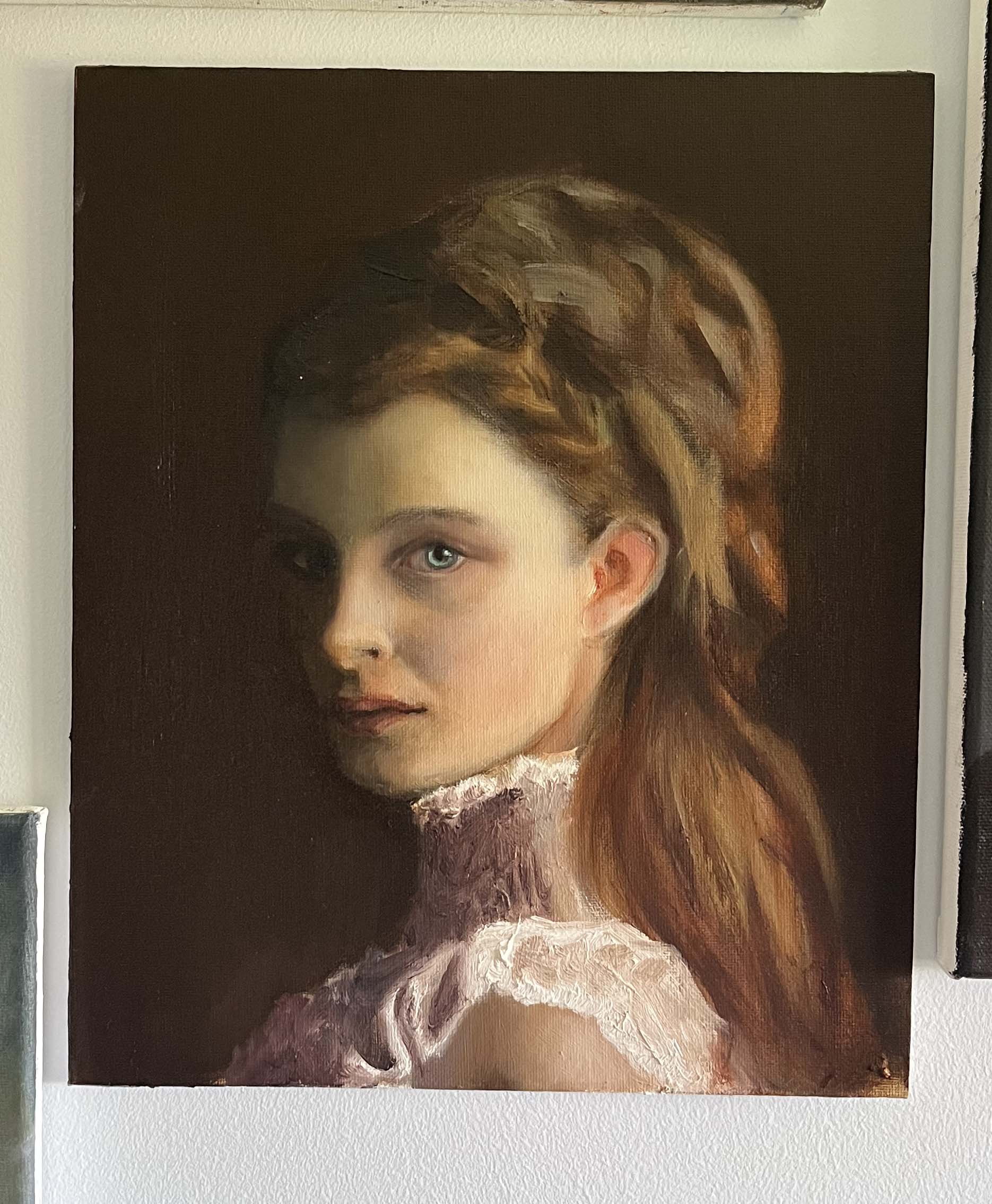 Lana - Oil on canvas board by Dylan Coppard, 2025, 12 x 10 inches, Portrait