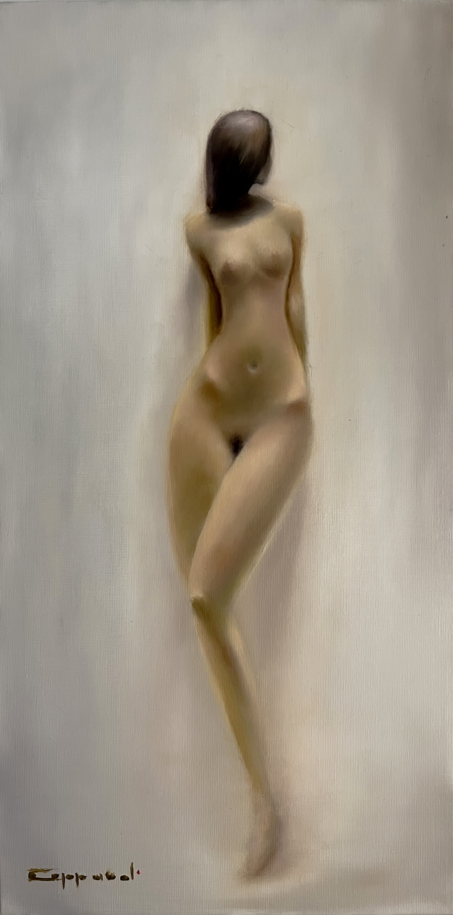 Sculpted Figure - Oil on canvas board by Dylan Coppard, 2024, 19.5 x 10 inches, Figurative