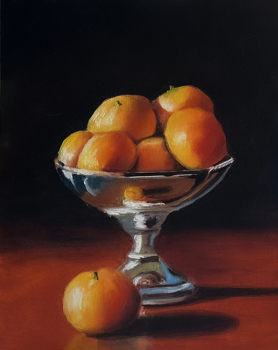 Naartjies Study - Oil on canvas board by Dylan Coppard, 2023, 10 x 8 inches, Still Life