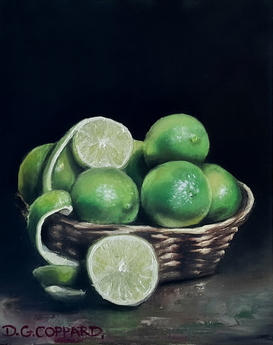 Limes Study - Oil on canvas board by Dylan Coppard, 2023, 10 x 8 inches, Still Life