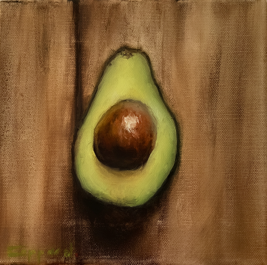 Avo - Oil on canvas board by Dylan Coppard, 2023, 8 x 8 inches, Still Life