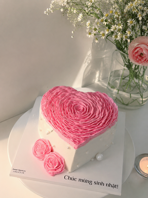 핑크 로제트 하트/Pink Rosette Heart Cake 이미지