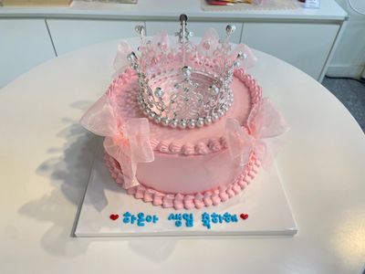 쉬폰리본 티아라케이크 이미지