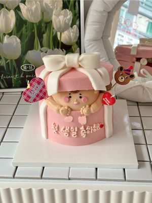 선물상자 케이크 이미지