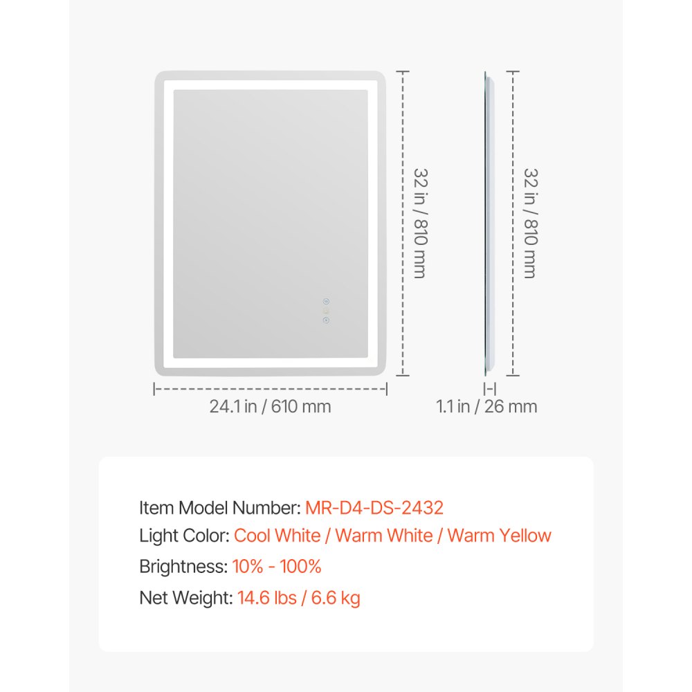 02913 LED Lighted Bathroom Vanity Mirror with Powe detail photo 7