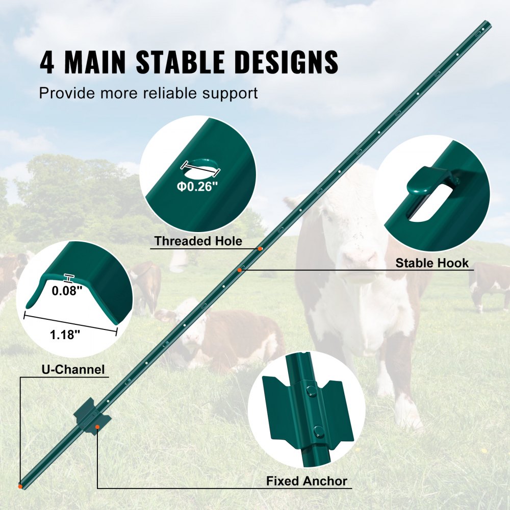 02981 Green Steel U-Channel Garden Fence Posts wit detail photo 4