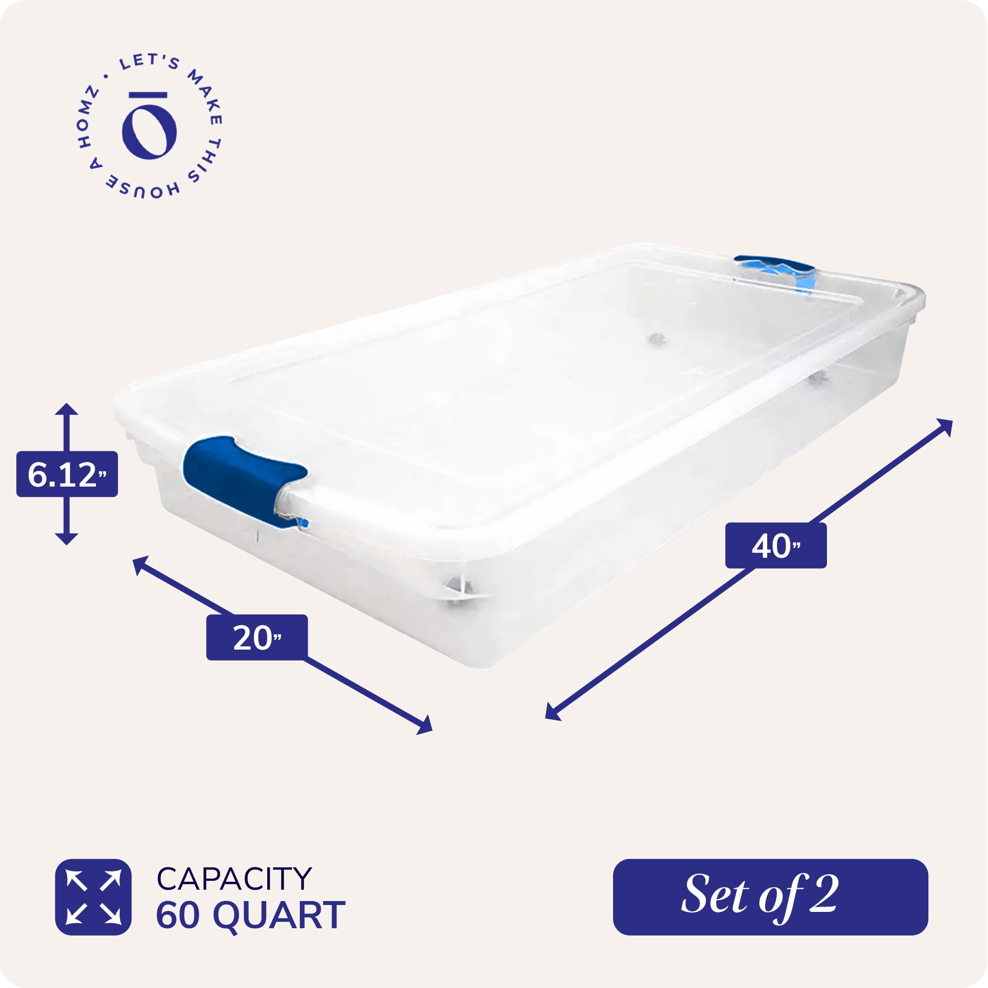 03334 Homz Clear Plastic Underbed Storage Box with, stock photo — view 1