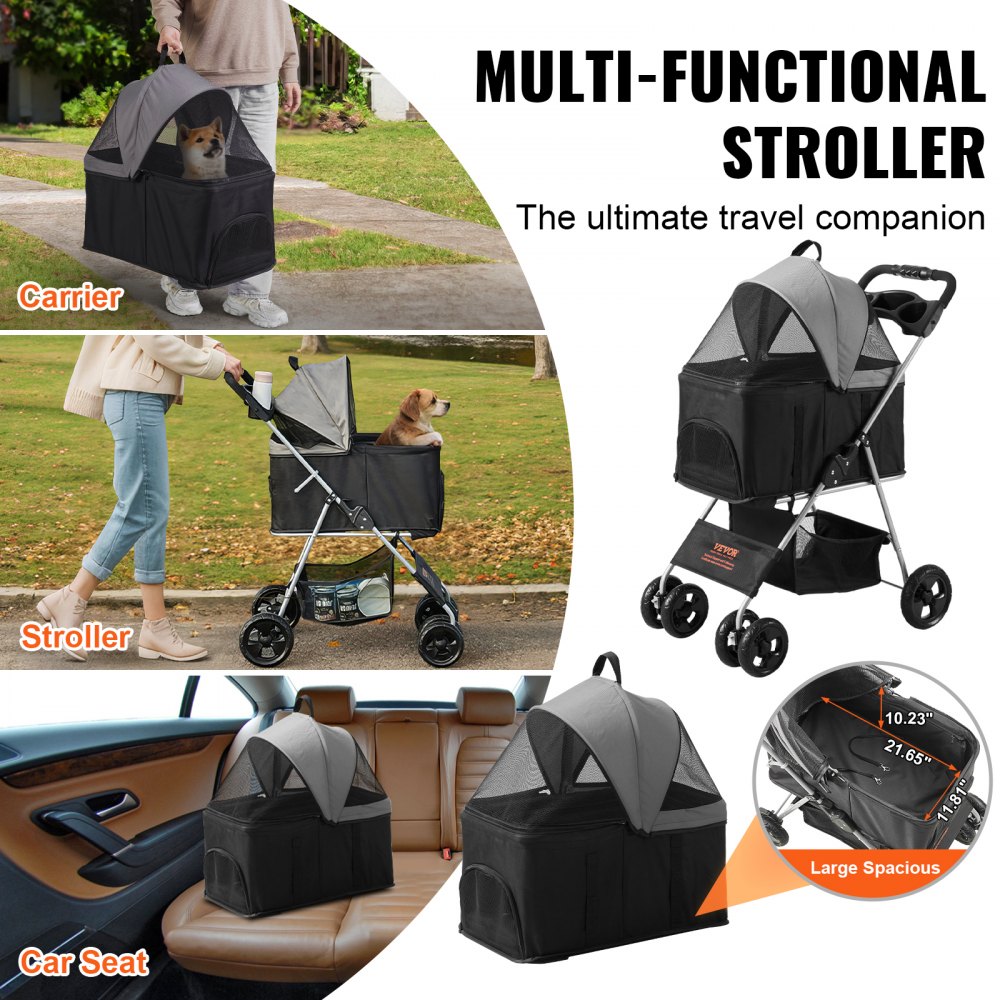 03340 Pawrcooli Pet Stroller ShadowSlim Black Fold detail photo 5