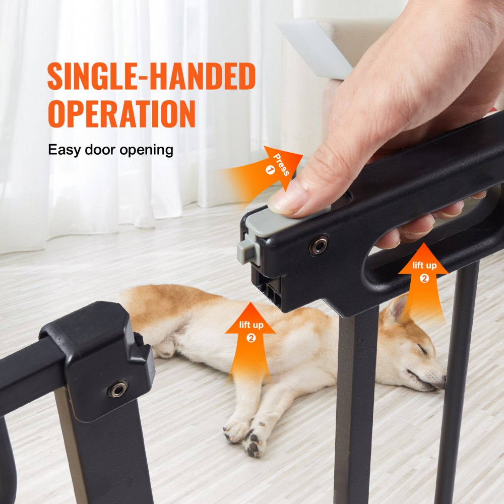 MLBER Child Safety Door Barrier Model DR003-61230-B Black Metal Gate detail photo 3