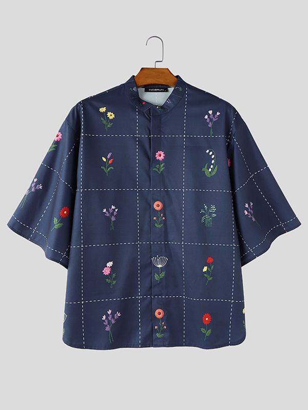 01313 Men's Traditional Chinese Style Floral Print detail photo 5