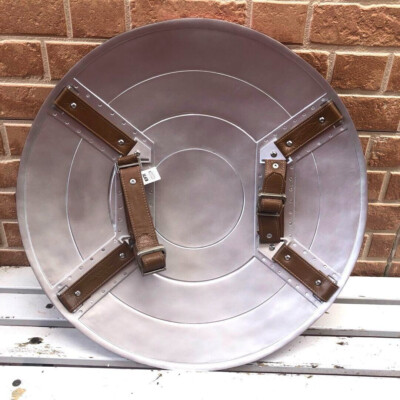 Metal Captain America Shield Replica With Leather Straps And Shipping Box detail photo 2