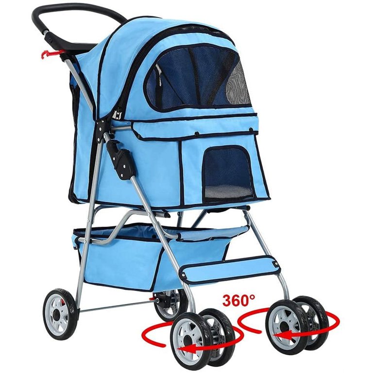 02885 Folding Blue Pet Stroller Item P-6 with Tray detail photo 2