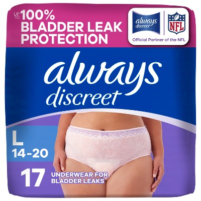 Always Discreet Incontinence Underwear for Women Maximum Protection Large 17 Count, stock photo — view 1
