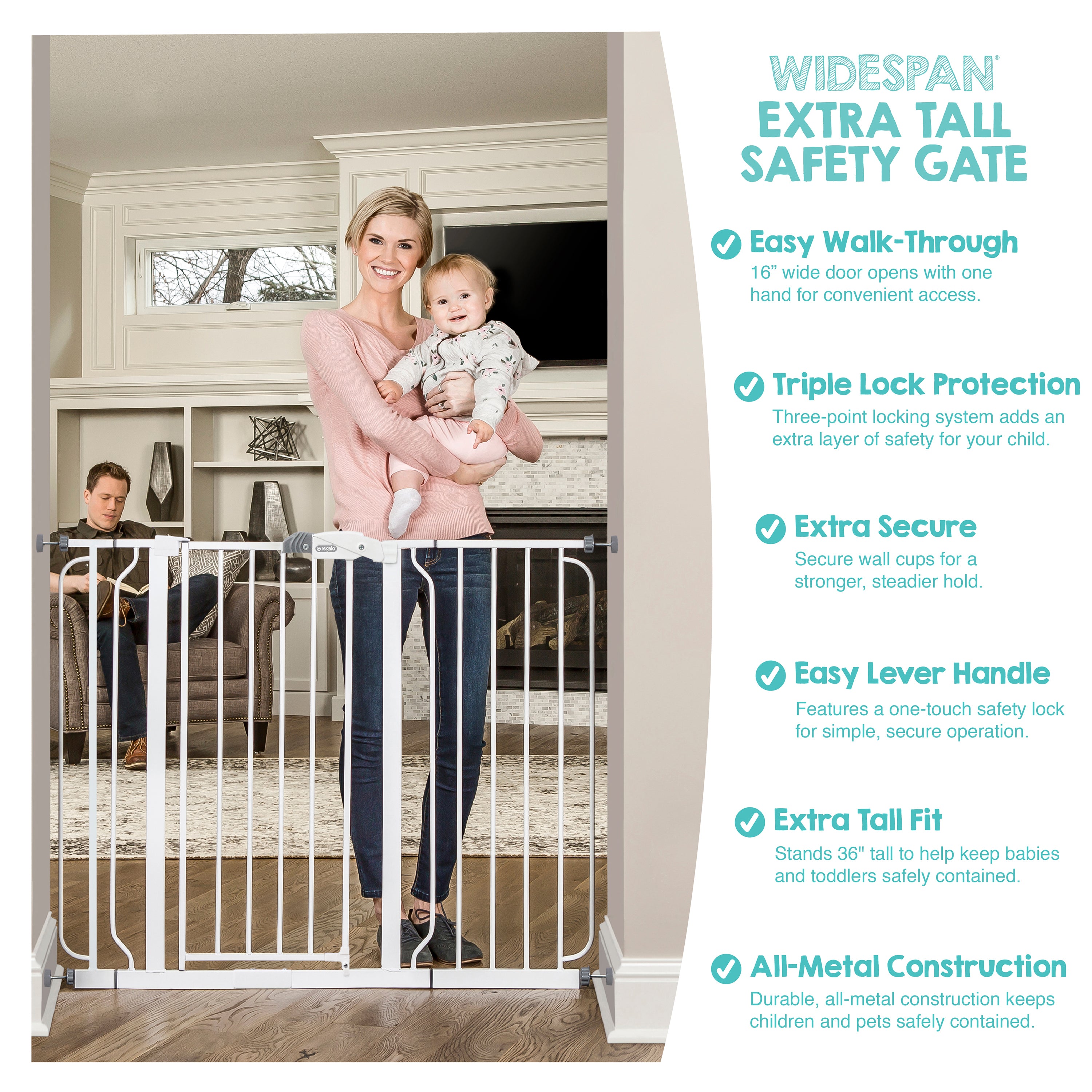 03438 Regalo Widespan Extra Tall Safety Gate Model detail photo 9