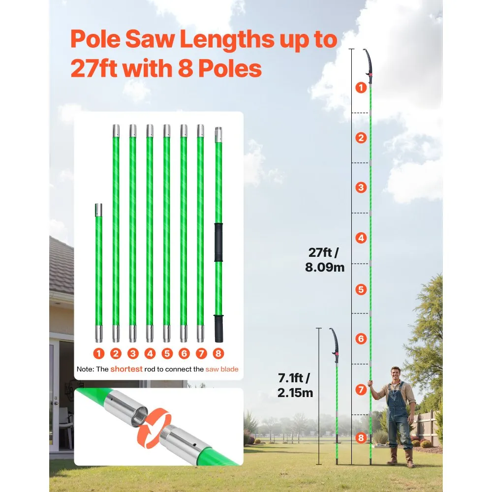 02631 VEVOR Extension Pole Saw / Tree Pruner Set w, stock photo — view 1
