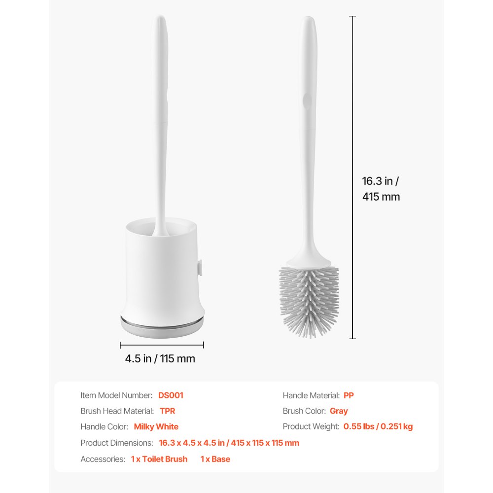 Stainless Steel Toilet Brush Holder Set with Splash Guard Lid Housing detail photo 7