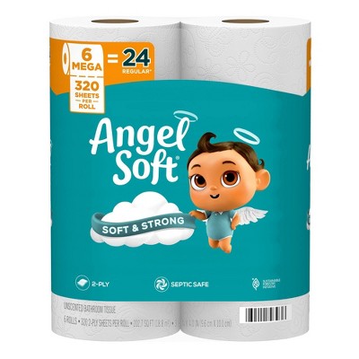 03353 Angel Soft Toilet Paper 6 Mega Rolls 2-Ply H, stock photo — view 1