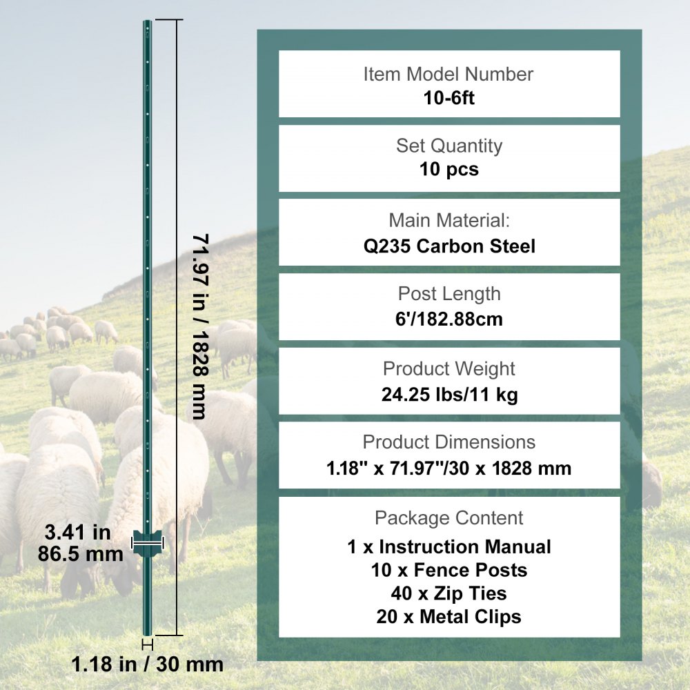 02981 Green Steel U-Channel Garden Fence Posts wit detail photo 7