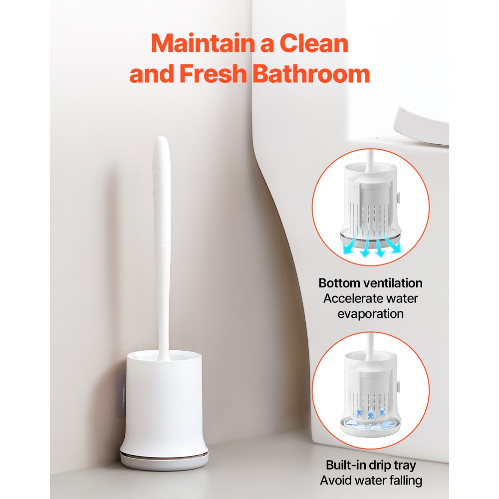 Stainless Steel Toilet Brush Holder Set with Splash Guard Lid Housing detail photo 5