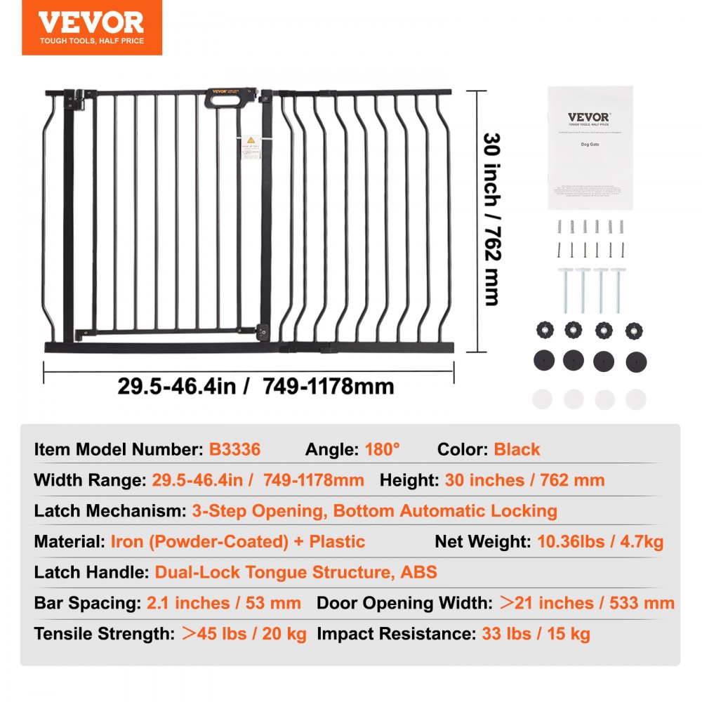 MLBER Child Safety Door Barrier Model DR003-61230-B Black Metal Gate detail photo 7