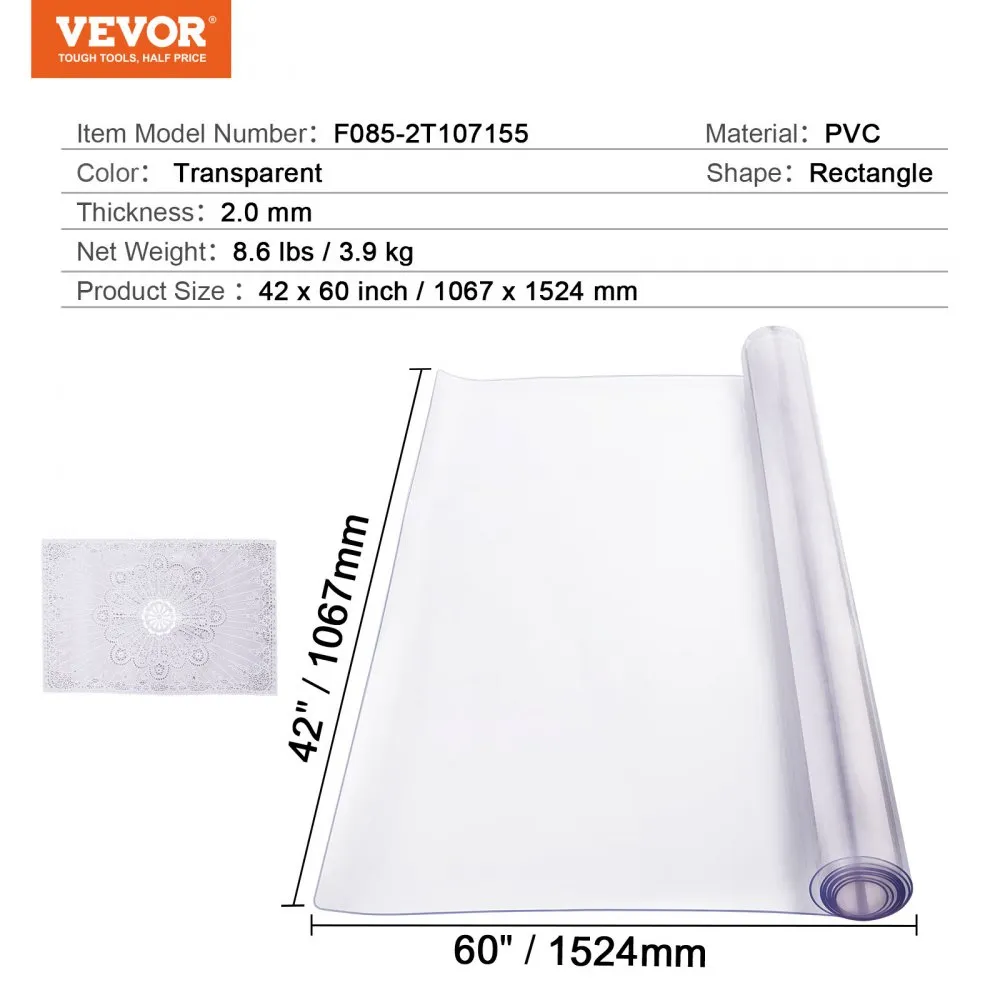 02576 Clear PVC Table Mat Protector Transparent De detail photo 7