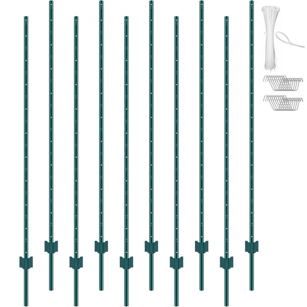 02981 Green Steel U-Channel Garden Fence Posts wit, stock photo — view 1