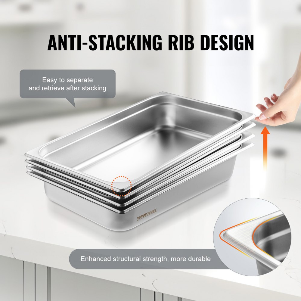 03018 VEVOR Stainless Steel Hotel Pan GN Pan With detail photo 4