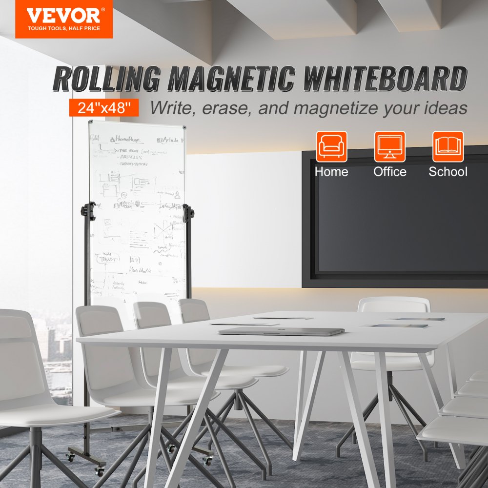 VEVOR S86-SQ-3248 White Board Writing Surface Office Board detail photo 2