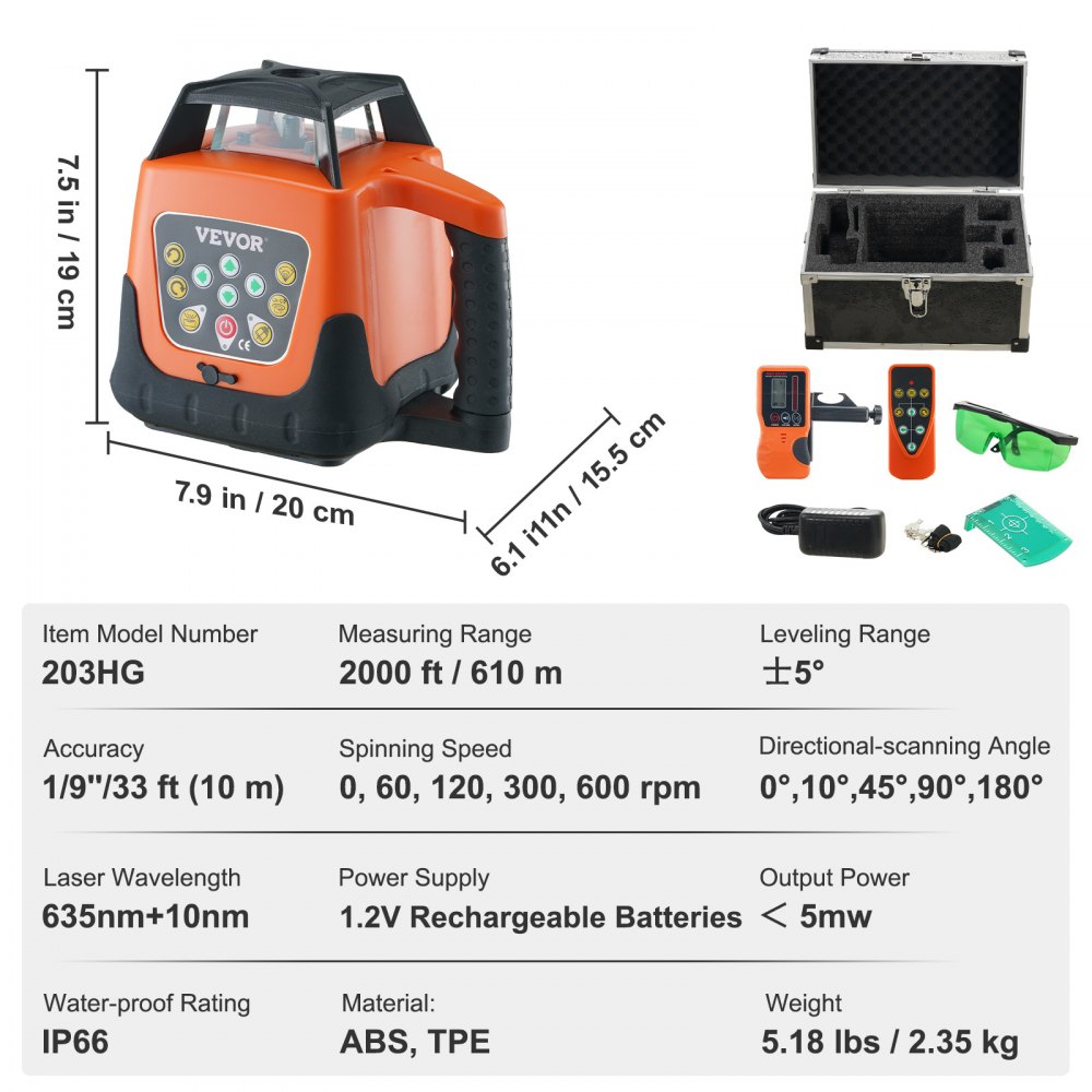 02619 VEVOR Self-Leveling Rotary Laser Kit with Al detail photo 7